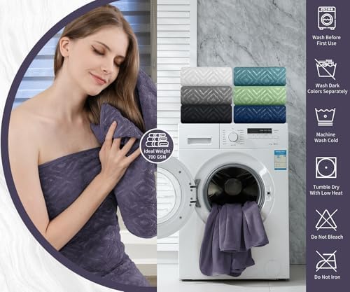 Bath Towel Set of 4 Extra Large Bath Sheet 35"x70" Oversized Bath Towel Soft Microfiber Bathroom Towel for Adults Highly Absorbent Quick Dry Towel Set for Bathroom,Hotel,Shower Bath Sheet Towel Plum
