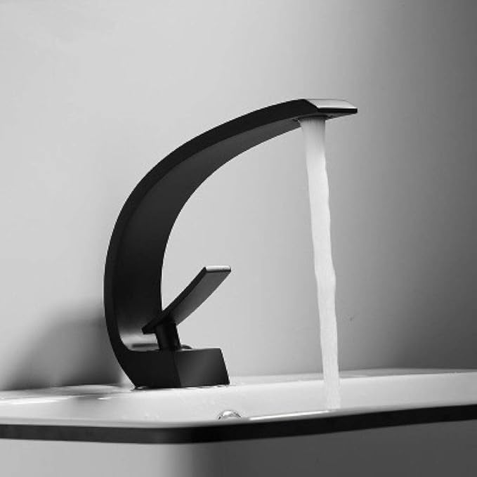 Faucet Gun Grey Bathroom Mixer Tap Black/Gold Wash Basin Faucet Single Hole Hot and Cold Waterfall Fauce White (Black China) Faucet