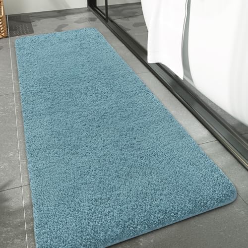 LOCHAS Bathroom Rug Runner 24x48 Inch, Bath Rugs Non Slip, Spa Blue