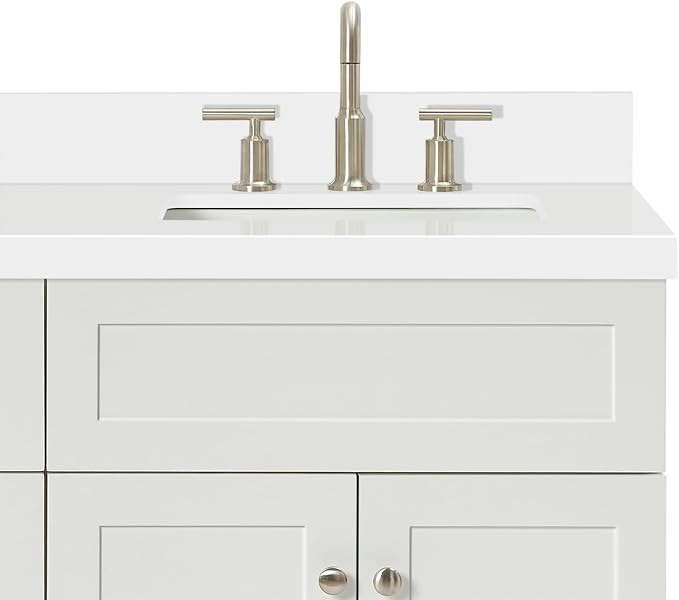 Bradford 66" White Double Bathroom Vanity with 1.5" Pure White Quartz Countertop, Rectangular Undermount Sinks, 2 Soft Closing Doors, 3 Dovetail Drawers