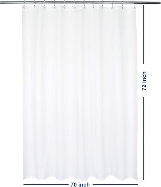 Barossa Design Waterproof Fabric Shower Curtain Liner Microfiber 70" W x 72" H - Hotel Quality, Machine Washable, White Shower Liner for Bath Tub, 70x72 Inches