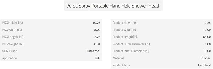 Danco VersaSpray Portable Handheld Shower Head Sprayer, White (10086)