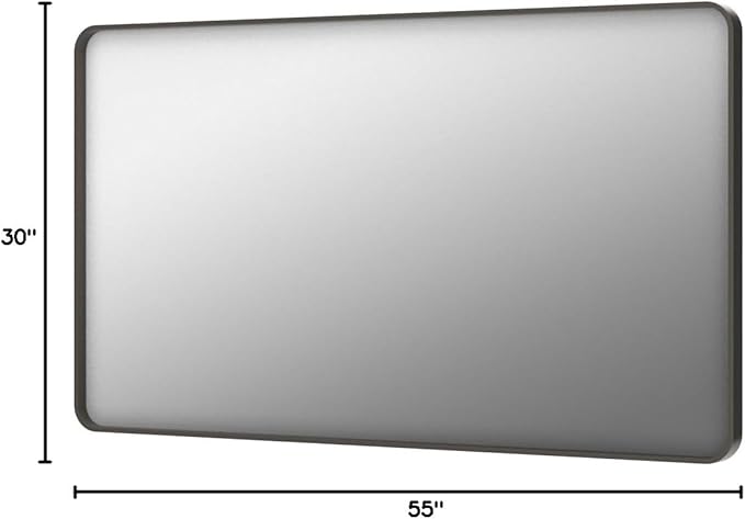 55x30 Inch Brushed Bronze Bathroom Mirror for Wall | Rounded Rectangle Metal Bronze Framed Vanity Mirror, Anti-Rust, Shatterproof, Hangs Horizontally or Vertically