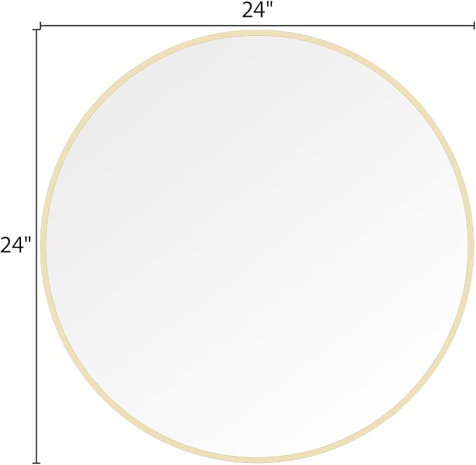 24 inch Round Mirror Gold Circle Wall Mirror for Bathroom with Metal Framed, Round Wall Mirror for Wall Decor, Vanity, Entryway Living Room