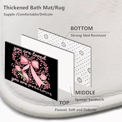 AZHM 4pcs Tulip Bow Bathroom Shower Curtain Set with Rugs and Accessories