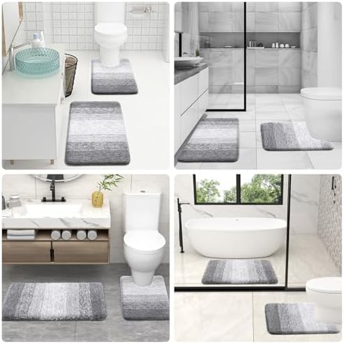OLANLY Microfiber Bathroom Rugs Sets 3 Piece, 47"x20"+24"x16"+24"x20"