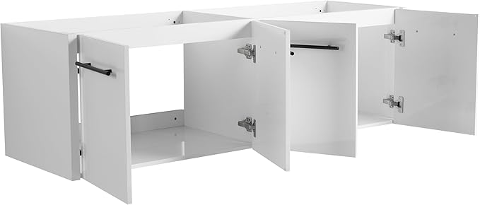 60 Inch Bathroom Vanity Without Sink, 60" Floating Vanity Without Top, Modern Wall Mounted Cabinet for Large Space, Large Bathroom Storage Cabinet with 4 Soft-Closing Doors and Bar Handles
