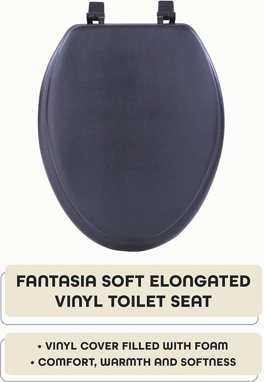 Soft Elongated Vinyl Toilet Seat, Black, 19 in | Toilet-Seat Construction: Contoured Seat Profile and Durable Finish Create a Polished Fixture Update.