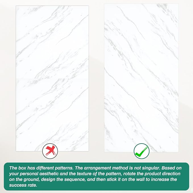 Peel and Stick White PVC Wall Panels for Backsplash 11.8" x 11.8", 12-Pack | Marble Look Tiles, Waterproof, Heat Resistant, Oil-resistant, Renter Friendly for Kitchen, Laundry, Bathroom (Not for Floor)