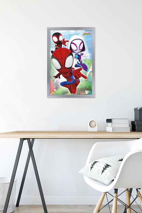Trends International Marvel Spidey and His Amazing Friends - Webs Wall Poster, 14.72" x 22.37", Silver Framed Version