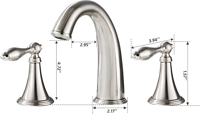 Bathroom Faucet Widespread 3 Hole, 6–16 Inch Vanity Sink Faucet with 2 Handles, Drip-Free Ceramic Disc Valve, Solid Brass, Push Pop-Up Drain Assembly Included