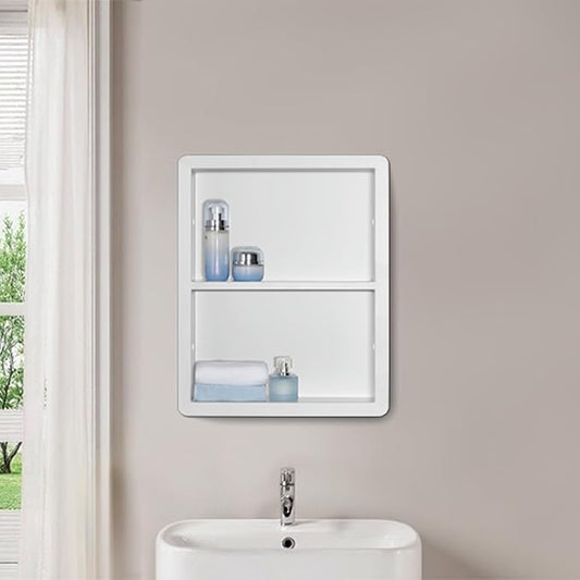Shower Niche 14x18, Recessed Medicine Cabinet Without Mirror, 304 Stainless Steel Bathroom Storage Cabinet with Shelf, Waterproof Wall Niche for Bathroom in Matte White