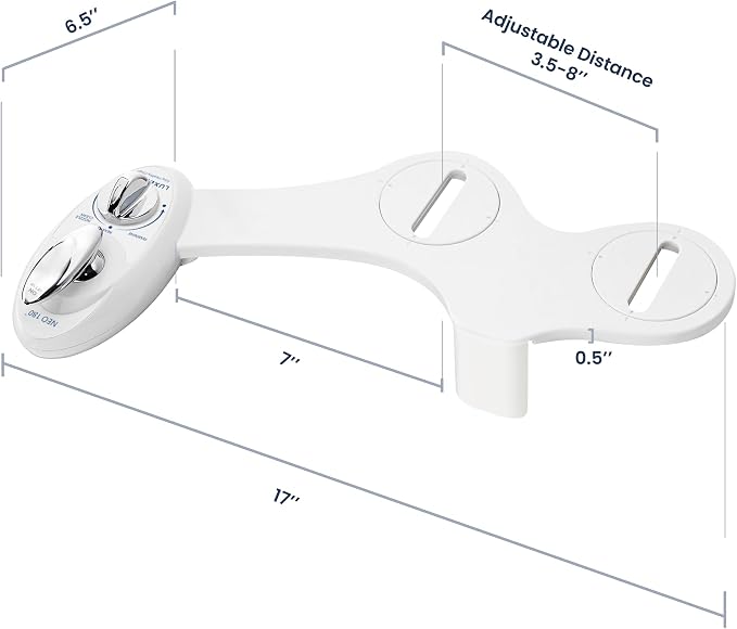 LUXE Bidet NEO 180 - Non-Electric Bidet Attachment for Toilet Seat, White | Dual Nozzle, Self-Cleaning, Adjustable Water Pressure, Rear & Feminine Wash, with Lever Control