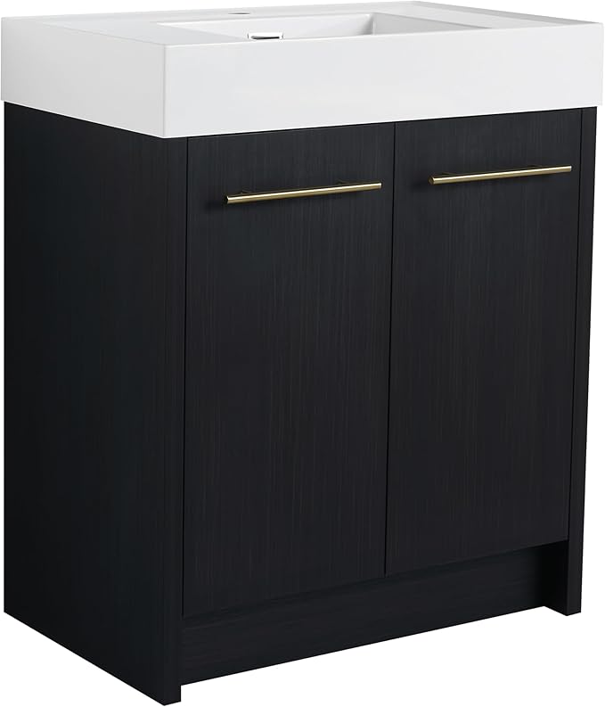 30 Inch Freestanding Bathroom Vanity,30" Bathroom Vanity with Sink,Modern Single Sink Bathroom Vanity Combo,Black Floor Stand Cabinet Set