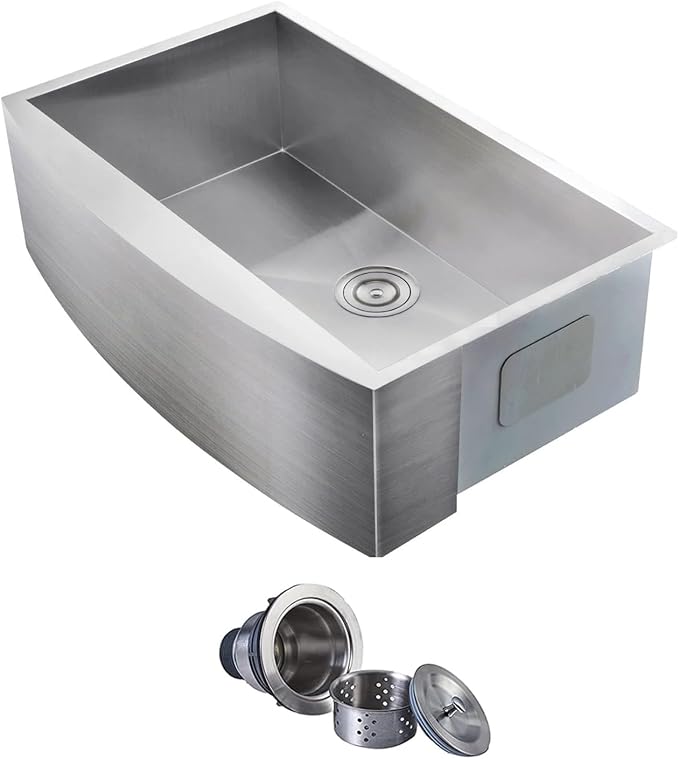 Comllen 33 Inch Farmhouse Sink, Stainless Steel Single Bowl Farm Sinks 16 Gauge 9 Inch Deep, Handmade Undermount 33 Farm Apron Front Kitchen Sink