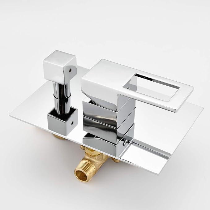 SUMERAIN Tub and Shower Faucet Set Chrome Finish | Waterfall Tub Spout, Anti-scalding Pressure Balance Valve, 8 Inch High Pressure Shower Head