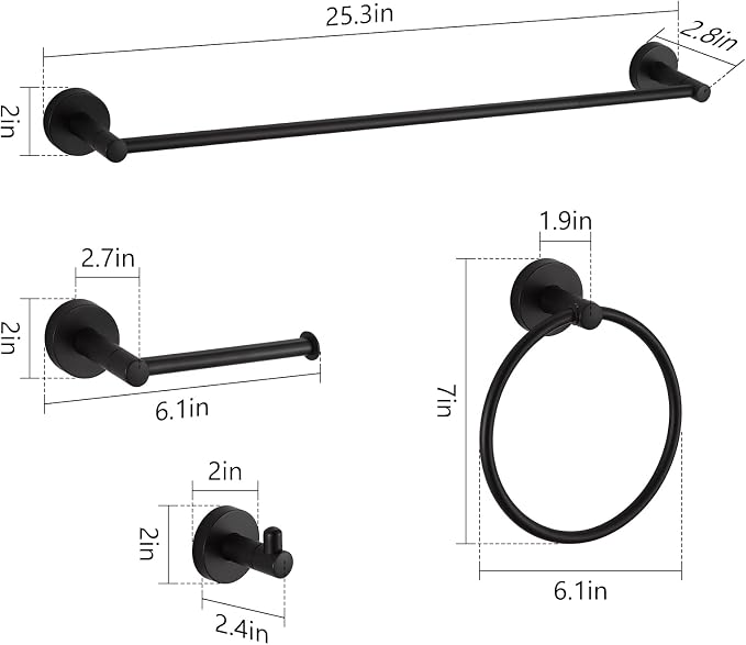 BGL Bathroom Hardware Set Black Bathroom Accessory Set Towel Bar 8 Pieces