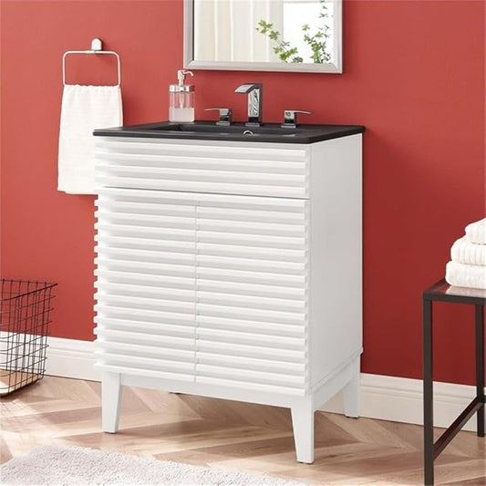 Modway Render 24" Bathroom Vanity with Sink in White Black