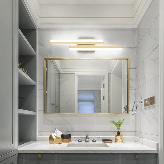 PRESDE 24" LED Bathroom Vanity Light Fixtures, Modern Brushed Gold Bathroom Lighting Bar Fixture Over Mirror Dimmable