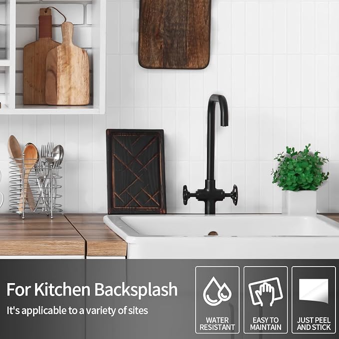 Peel and Stick Backsplash 3D Wall Tiles,Self-Adhesive,Oil Proof,Waterproof, Removable Wall Panels for Kitchen & Bathroom,Modern Design, Easy Install (10.7ft,12x9 inch,14 Pack) (White)
