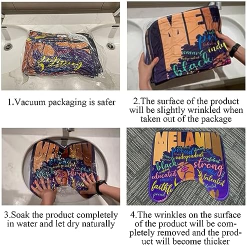 4Pcs Bathroom Shower Curtain Sets, Inspirational Quote Afrcian American Queen Shower Curtains with Rugs Toilet Lid Cover Bath Mat, Praying Black Girl Fabric Home Decorations Bath Mat Sets