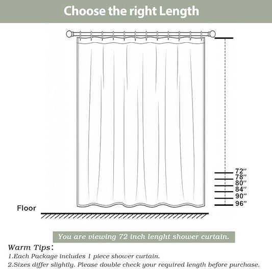 OWENIE Grey Shower Curtain for Bathroom 72 Inches Eatra Long, Elegant 3D Embossed Textured Cloth Waffle Shower Curtain, Modern Luxury Hotel Style, Water Repellent, Machine Washable, 60X72, Grey