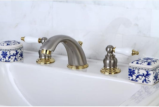 Kingston Brass KB977B Victorian Widespread Bathroom Faucet, Brushed Brass