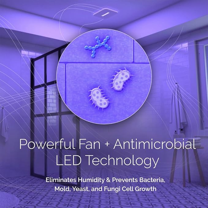 Broan-NuTone AR110LKVV SurfaceShield Vital Vio Powered Exhaust Vent LED White Light & Violet Light, 110 CFM, White