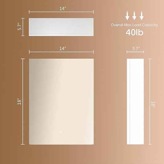 18x14 inch Bathroom Wall Cabinet, Saver Storage Cabinet, Medicine Cabinet with 1 Door and Adjustable Shelves, White(Assembly Required)