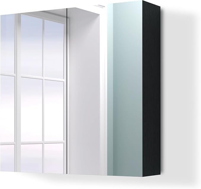 24x24 inch Bathroom Wall Cabinet, Saver Storage Cabinet, Medicine Cabinet with 2 Door and Adjustable Shelves, Black(Assembly Required)