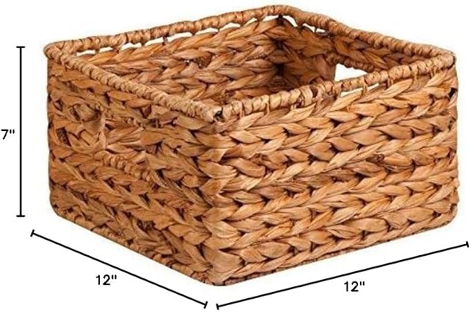 Honey-Can-Do Banana Leaf Storage Baskets, Water Hyacinth Woven Basket, Decorative Baskets-Shelves, Basket-Gifts, Closet, Pantry & Home Organization, Set of 3, Multi-Size, 9" Lx9" Wx6" H (Pack of 3)