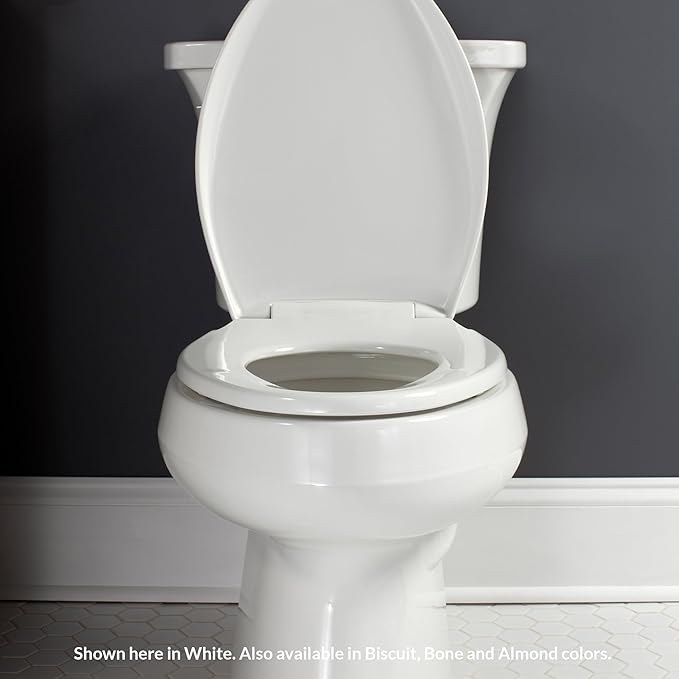 Bemis Aurora Slow Close Toilet Seat, Easy Clean Hinges and Adjustable Perfect Fit Plastic Seat, Made in USA, Round, Biscuit