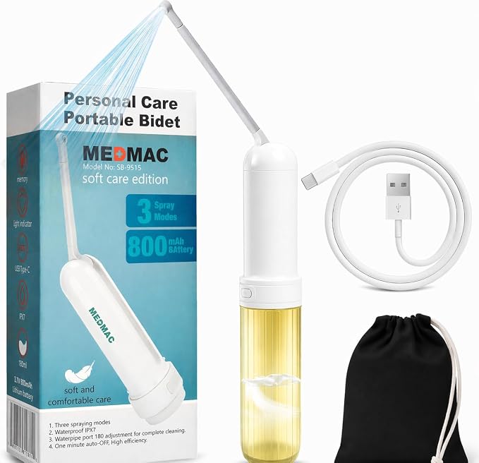 Portable Bidet for Travel, Rechargable USB-C 3 High Pressure Modes Travel Bidet Compact Waterproof Handheld Sprayer Device for Women, Men, Babies - Ideal for Personal Hygiene (Yellow)