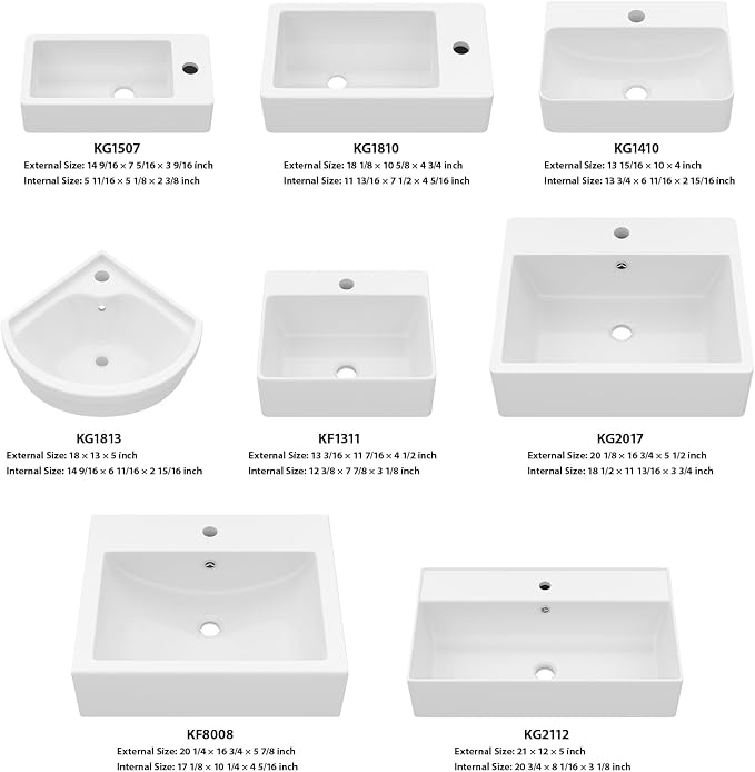 Wallmounted Bathroom Vessel Sink - 21"x12" Rectangular Floating Wall Hung Sinks Ceramic Wash Hand Basin White Wall Mount Vanity Sink for Modern Bathroom