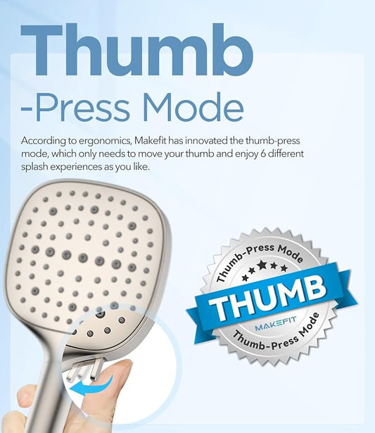MakeFit Filtered Shower Head with Handheld, 7 Modes High Pressure Handheld Showerhead with Filters, Detachable Shower Heads Water Softener Filters Beads for Hard Water - Remove Chlorine & Heavy Metals
