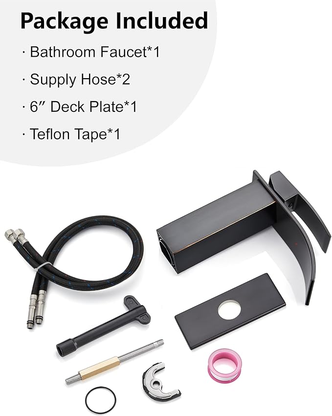 Midanya Waterfall Spout Bathroom Faucet Single Handle 1 Hole Bathroom Sink Faucet,Modern RV Lavatory Vanity Basin Tap with Water Hose,No Drain,Short Body,Oil Rubbed Bronze