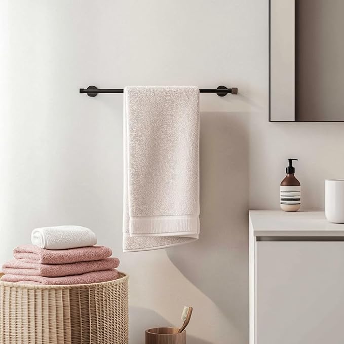 SEIDO 24 Inch Matte Black Towel Bar 2 Pack, Anti-Dropping Thicken 304 Stainless Steel Towel Holder for Bathroom Wall, 22 lb Heavy Duty Towel Rod 21.4" Hanging Length, for Kitchen, Lavatory, Laundry