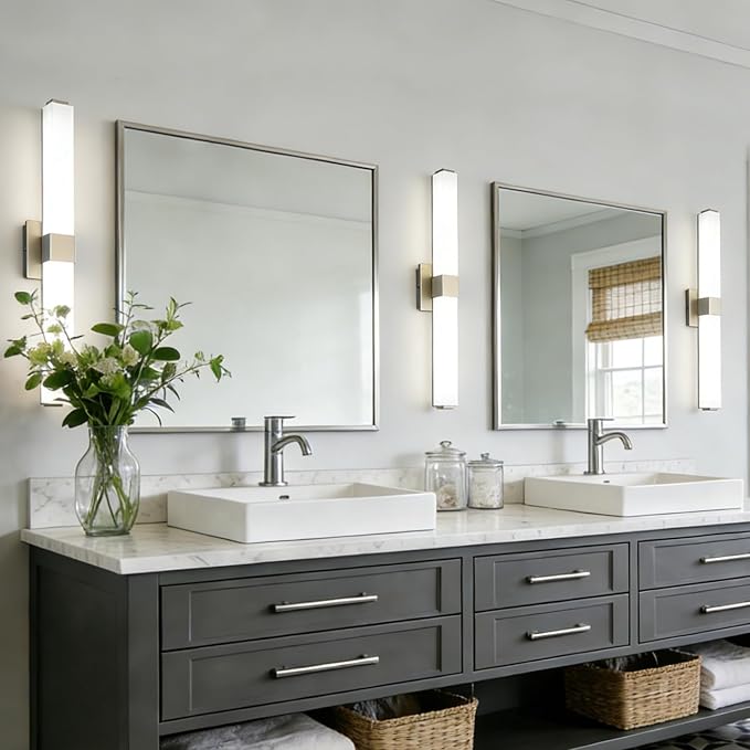 32 Inch Brushed Nickel 5CCT LED Vanity Light - Selectable Color Temperature Modern Bathroom Vanity Light Fixtures IP44