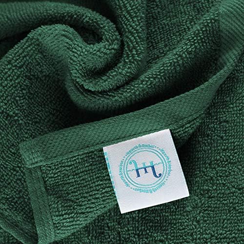 Hearth & Harbor Bath Towels for Bathroom - 100% Ring Spun Cotton Luxury - Ultra Soft & Highly Absorbent, Bath Towels Set of 10 - Hunter Green (Pack of 6)