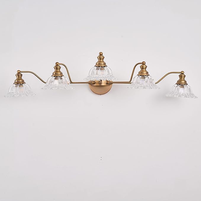 Vintage Brass 5 Light Vanity Light Bathroom Light