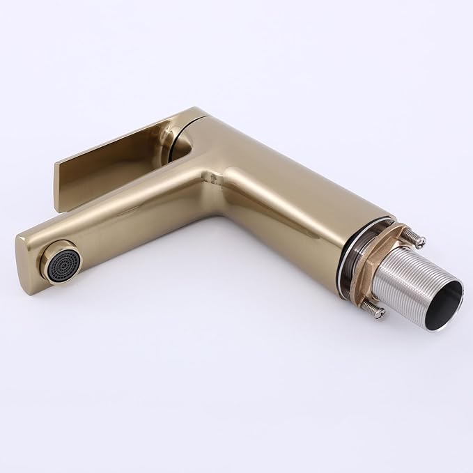 Bathroom Water Faucet Single Handle Faucet for Bathroom Sink 1 Hole Hot and Cold Brushed Gold