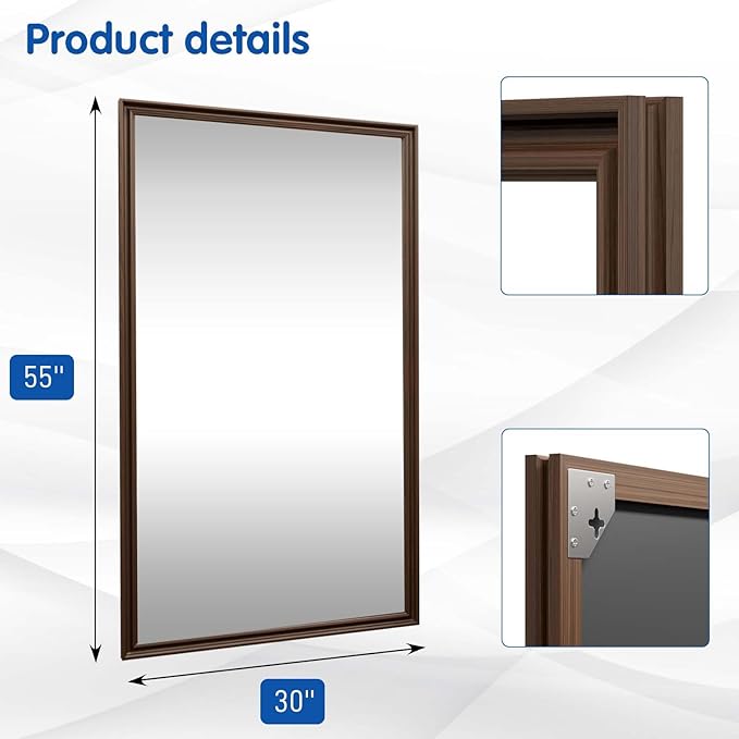 WEER Retro Copper Bathroom Mirror 55x30 Inch Rectangle | Vintage Framed, Tempered Glass, Anti-Rust, Wall Mounted, Hangs vertically or horizontally