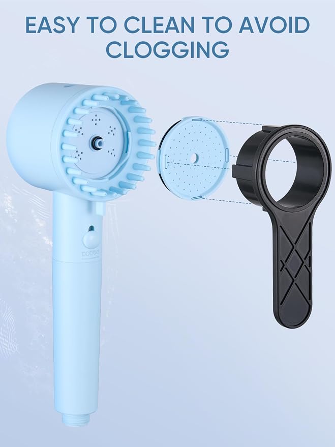 Filtered Shower Head with Handheld, Showerhead with Filters Blue | Cobbe Filtered Shower Head with Handheld Built-in Power Wash - Remove Chlorine - Reduces Dry Itchy Skin, Blue