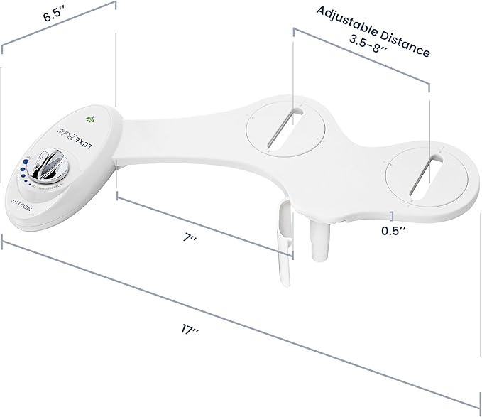 LUXE Bidet NEO 110 - Single Nozzle, Non-Electric Bidet Attachment for Toilet Seat, Adjustable Water Pressure, Rear Wash (White)