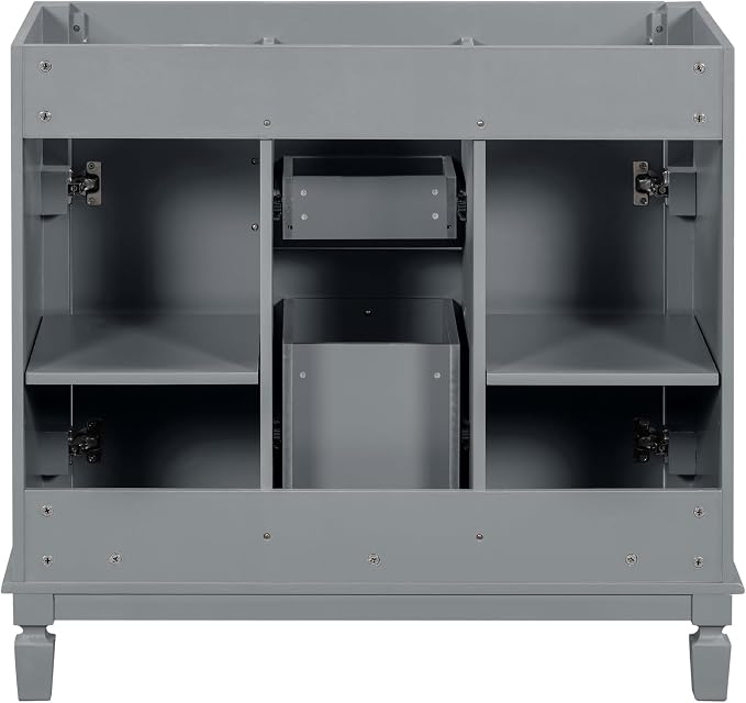 36" Bathroom Vanity Without Top Sink,Modern Freestanding Bath Storage Cabinet with 2 Soft-Close Doors and 2 Drawers,Solid Wood Vanity Only,Water Resistant,Easy to Assemble,Grey