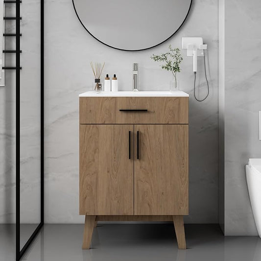 24" Bathroom Vanity Without Sink,Bathroom Vanity no Sink Vanity Combo with Two Soft Close Cabinet Doors, Modern Single Bathroom Cabinet Set with Metal Handles
