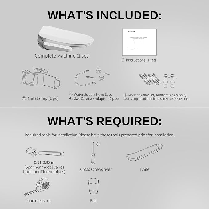 FN1 Electronic Bidet Seat Elongated, Smart Toilet Bidet Seat, Bidet Attachment for Toilet Warm Water, Warm Air Dryer, Rear and Front Wash, LED Light