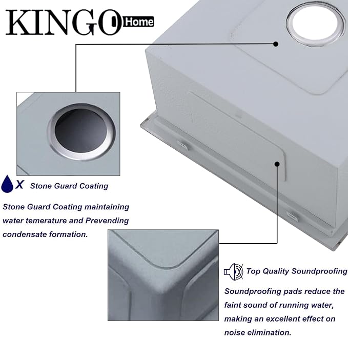 KINGO HOME Drop in Bar Sink,20 x 21 Inch Single Bowl Small Kitchen Sinks,304 Stainless Steel Topmount Wet Bar Prep Sink With Grid&Drainer&Cutting Board