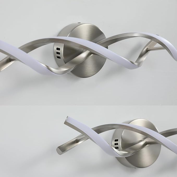 Modern Nickel LED Vanity Lighting,Bathroom Light Fixture Over Mirror,18 Inch,6000K Cool White