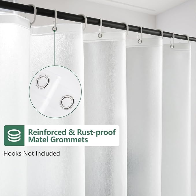 Shower Curtain Liner, 4G PEVA Shower Liner, Plastic Peva Waterproof Shower Curtains, 72x72 inch with Grommet Holes 3 Magnetic Weights